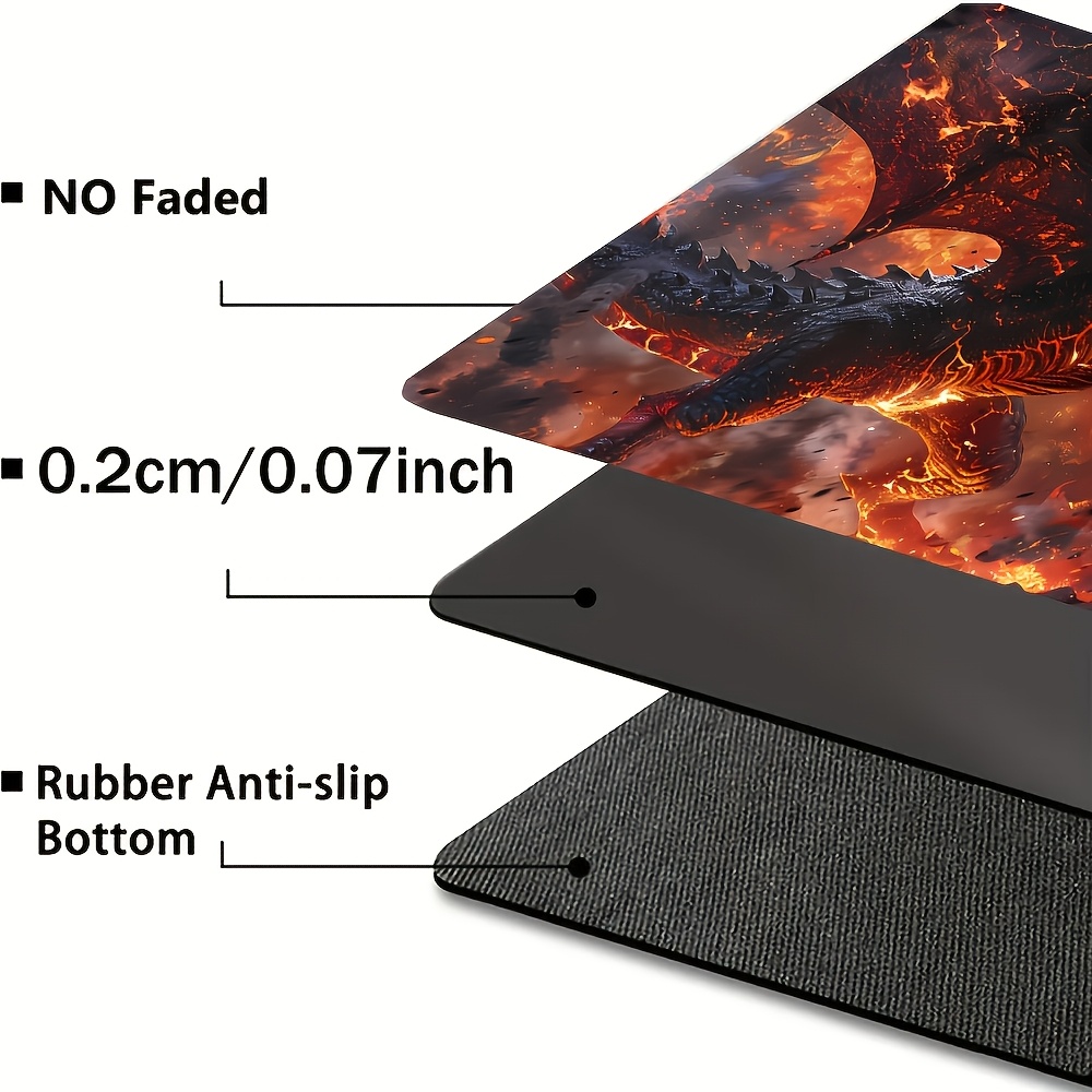 Fiery Dragon Playmat with Non-Slip Rubber Base